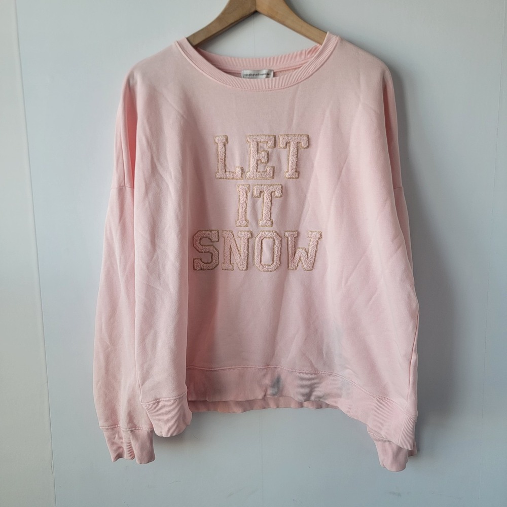 Cupcakes and Cashmere women's Let It Snow Pink Sweatshirt size L crewneck